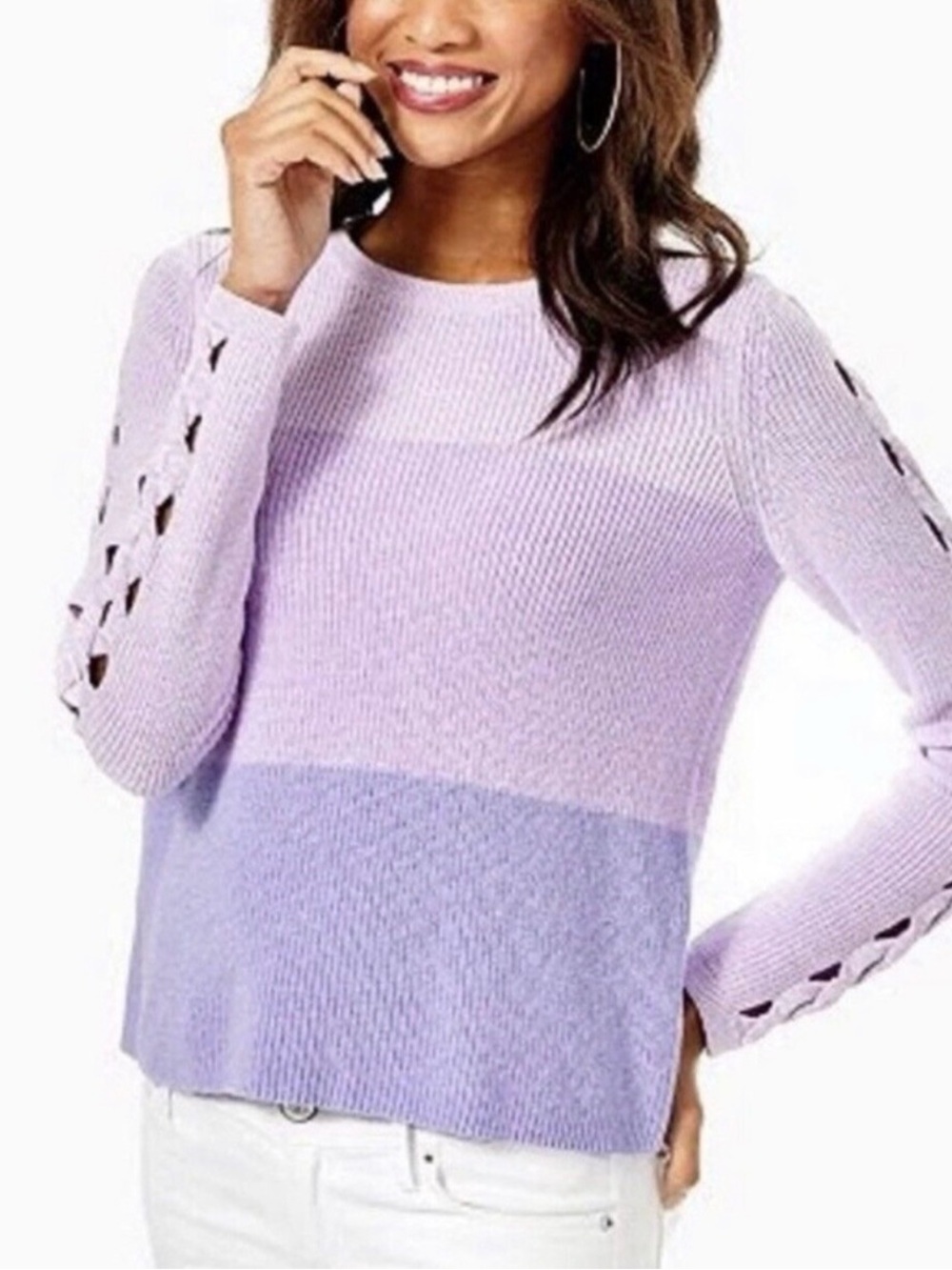 Lilly Pulitzer Pastel Lavender Knit Sweater XL - Picture 3 of 3